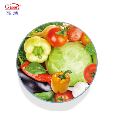 Tabela de corte de vidro funcional de acessórios de cozinha com design de alça e frutas