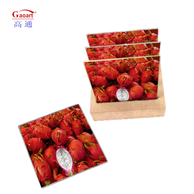 Tabela de corte de vidro funcional de acessórios de cozinha com design de alça e frutas