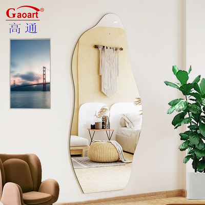 Decoração elegante do quarto Espelho de comprimento completo com vidro flutuante e borda de bisel