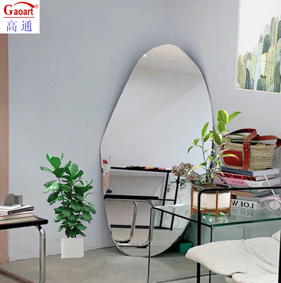 Decoração elegante do quarto Espelho de comprimento completo com vidro flutuante e borda de bisel