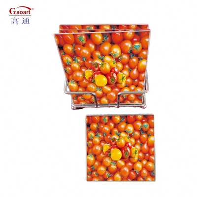 Kitchen Cutting Blank Tempered Glass Coaster em espessura de 5 mm e estilo de design de frutas