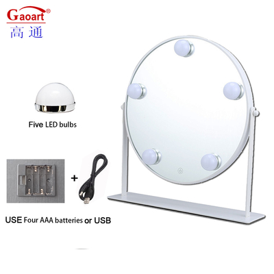 Pocket portátil pequena maquiagem portátil pequena com LED luz Espelho de mesa para todos os dias