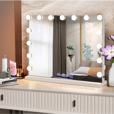 Extra LOGO Sim Grande Vanity Led Maquiagem Em Chrome Espejo Hollywood Com Espelho de lâmpada
