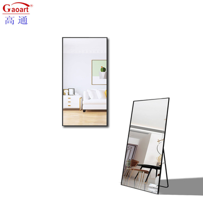 Decoração contemporânea de quarto de metal de comprimento completo Rosa de ouro antigo Espelho com suporte
