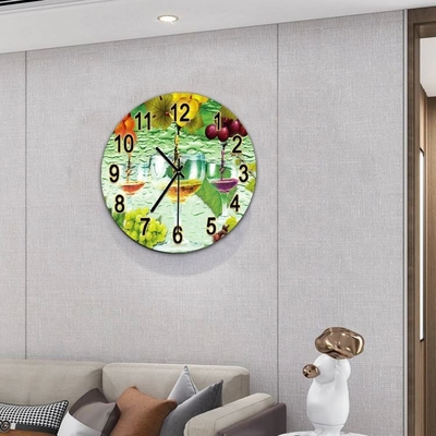 Home Decoração de parede Relógio de parede de vidro com design de paisagem cênica e pintura a óleo
