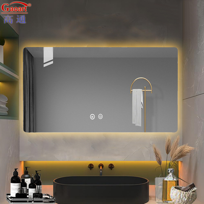 Parede de decoração de casa de vidro de banho inteligente com espelho LED Design moderno e função anti-névoa