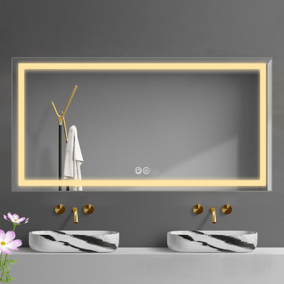 Parede de decoração de casa de vidro de banho inteligente com espelho LED Design moderno e função anti-névoa