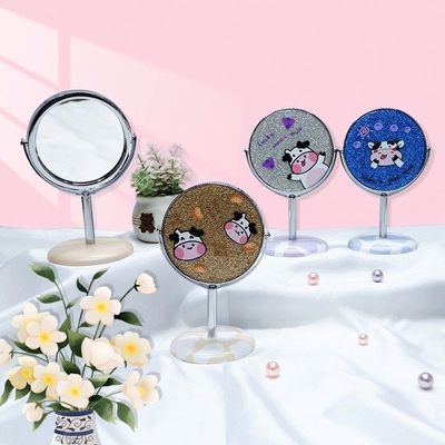 Plastico e vidro personalizado Espelho Mini Portátil Círculo de Vanidade Decoração de casa de vestir
