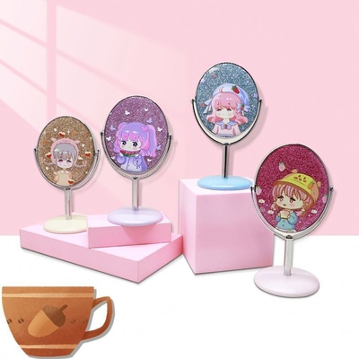 Plastico e vidro personalizado Espelho Mini Portátil Círculo de Vanidade Decoração de casa de vestir