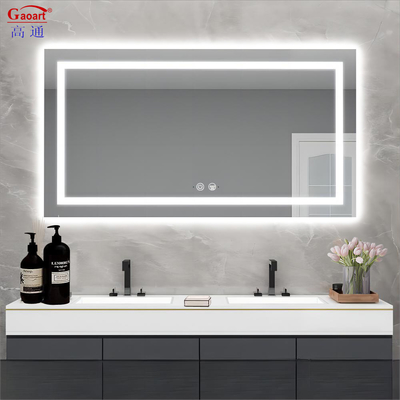 Grande LED iluminado espelho de banheiro personalizado maquiagem inteligente decoração de parede com interruptor de toque