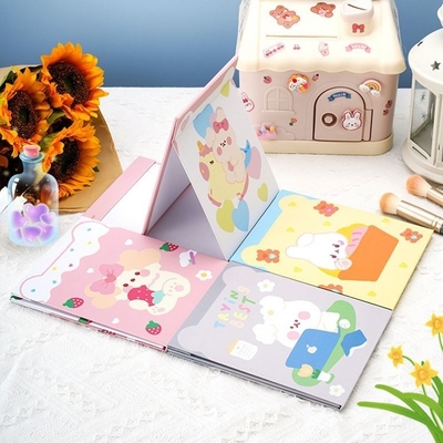 Estilo de design Moda revestido de papel Espelho de vidro Portátil Vanity Light Mini Pequeno Espelho