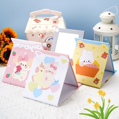 Estilo de design Moda revestido de papel Espelho de vidro Portátil Vanity Light Mini Pequeno Espelho