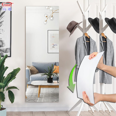 Decoração de móveis de banheiro flexíveis personalizados Autocolante de parede de plástico Adesivo Folha de espelho acrílico