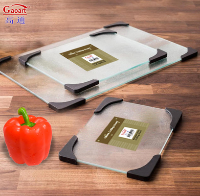 Tabela de corte de vidro temperado aceitável de logotipo personalizado para cantos de cozinha 4Pcs