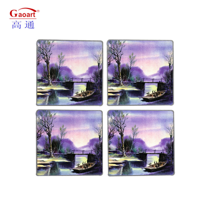 Logotipo personalizado Temperado Redondo Quadrado Carimbado Portable Vinho Glass Coasters Conjunto para Bebidas