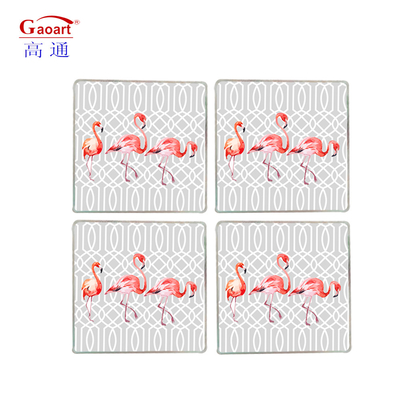 Logotipo personalizado Temperado Redondo Quadrado Carimbado Portable Vinho Glass Coasters Conjunto para Bebidas