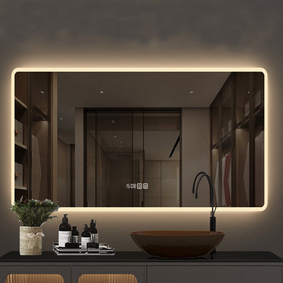 Estação de espelho LED grande quarto preto para decoração de banheiro de tamanho completo em produto de hotel