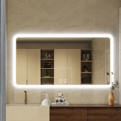 Estação de espelho LED grande quarto preto para decoração de banheiro de tamanho completo em produto de hotel