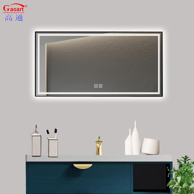 Espelho de luz LED com interruptor de toque sem quadro para banheiro e casa de fitness de hotel
