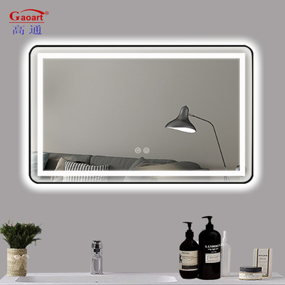Espelho de casa de banho retroiluminado LED Impermeável Smart Fitness Bevelled Touch Screen Decoração de parede