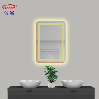 Espelho de casa de banho retroiluminado LED Impermeável Smart Fitness Bevelled Touch Screen Decoração de parede
