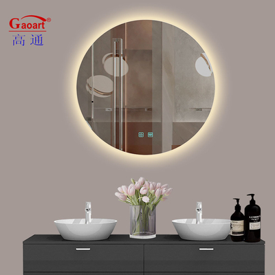Espelho de prata licenciado Luz inteligente Espelho LED redondo para decoração de quarto e banheiro