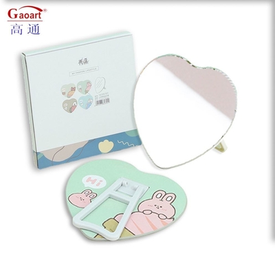 Extra LOGO Sim Design Mini Pocket Vanity em forma de coração Maquiagem Espejo espelho para meninas