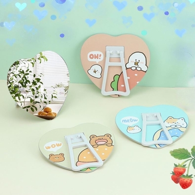 Extra LOGO Sim Design Mini Pocket Vanity em forma de coração Maquiagem Espejo espelho para meninas