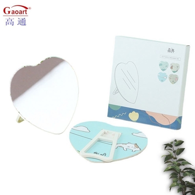 Extra LOGO Sim Design Mini Pocket Vanity em forma de coração Maquiagem Espejo espelho para meninas