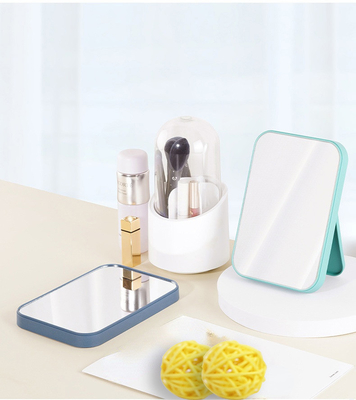 Espelho de maquiagem portátil de pé e mesa de banheiro com design compacto
