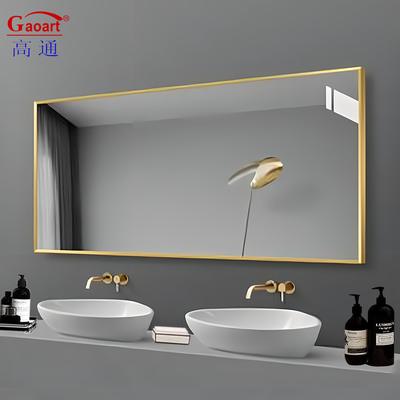 Popular Design Ouro Prata emoldurado Parede Vaidade Pequeno adesivo de metal Quadro de banheiro Espelho