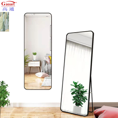 Tamanho personalizado Moderno Estilizado Decorado Piso de pé Oval Espelho de comprimento completo com suporte