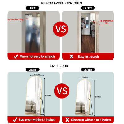 Espelho de parede ornamentado com material de vidro e design requintado