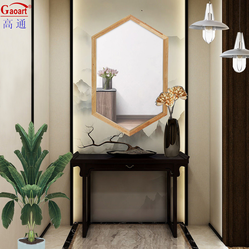 Estilo de design contemporâneo Madeira emoldurada Arco antigo Decoração de parede Espelho para sala de estar