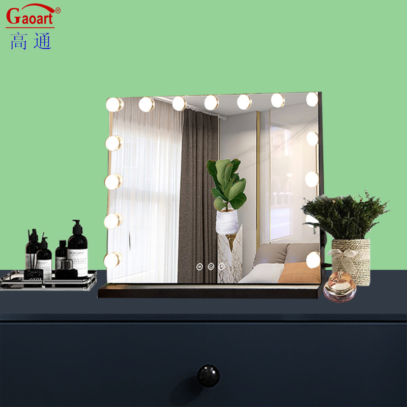 Extra LOGO Sim Grande Vanity Led Maquiagem Em Chrome Espejo Hollywood Com Espelho de lâmpada
