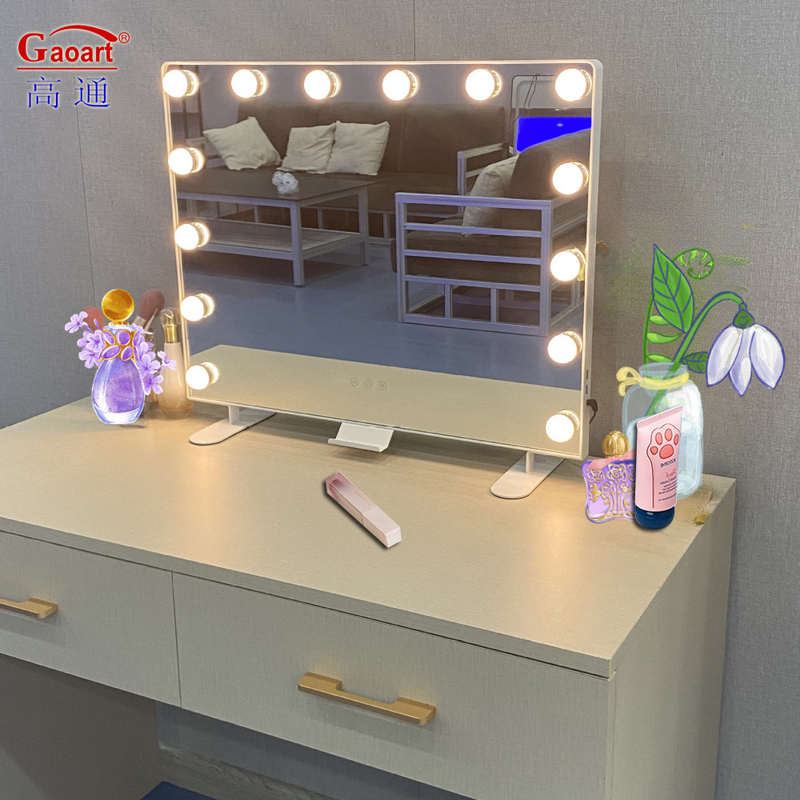Espelho cosmético de parede completa Design elegante e moldura de metal para grandes necessidades de maquiagem