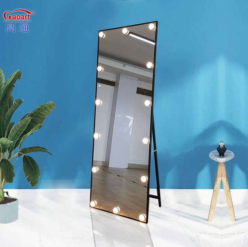 Estilo de Design de Moda Grande Hollywood Vanity de piso com ajuste de luz Full LED e espelho de parede Extra LOGO Incluído