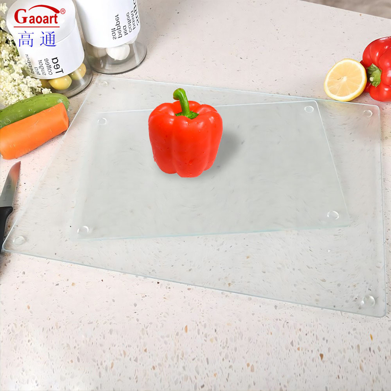 Tabela de corte de vidro temperado de queijo de tamanho personalizado com design inquebrável