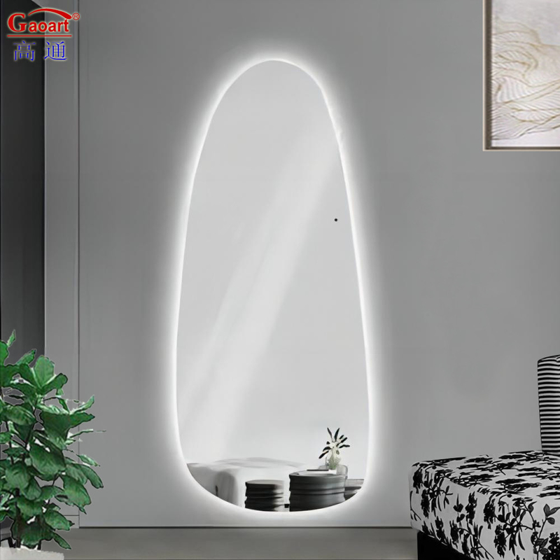 Grande espelho de vidro iluminado para maquiagem personalizada e decoração do quarto em Best Wall