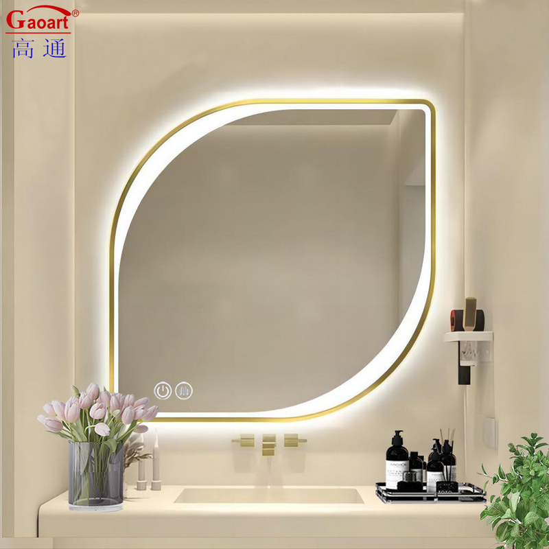 Espelho de vidro LED contemporâneo para maquiagem de chuveiro estilo Morden na decoração do quarto