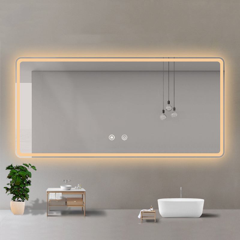Luz LED do espelho do banheiro em design moderno para maquiagem inteligente portátil chuveiro sem nevoeiro