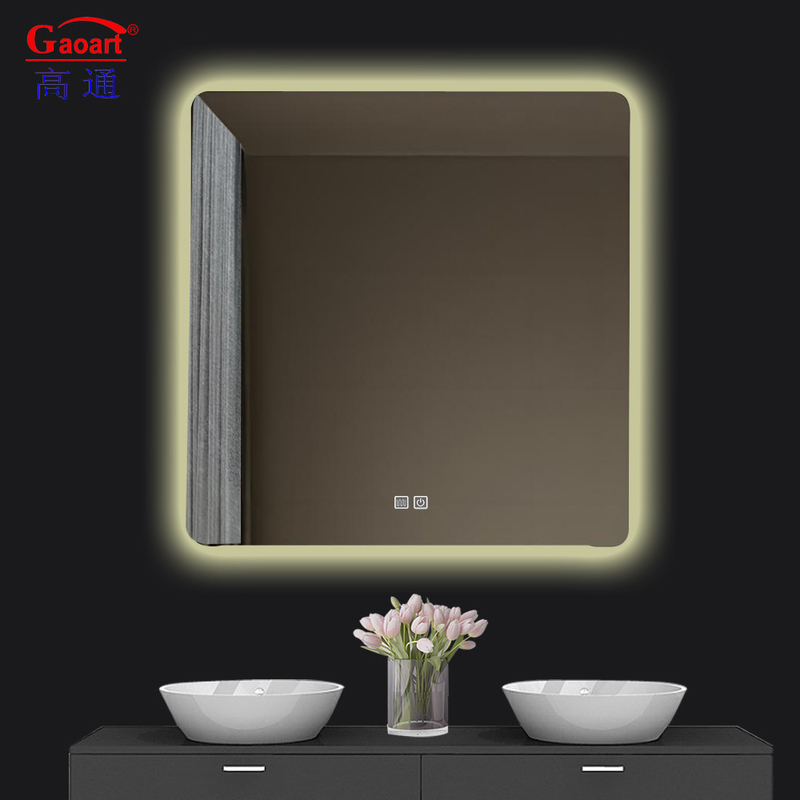 Dimensão personalizada LED Touch Bevelled Smart Fitness Banho espelho de fundo iluminado para maquiagem de salão