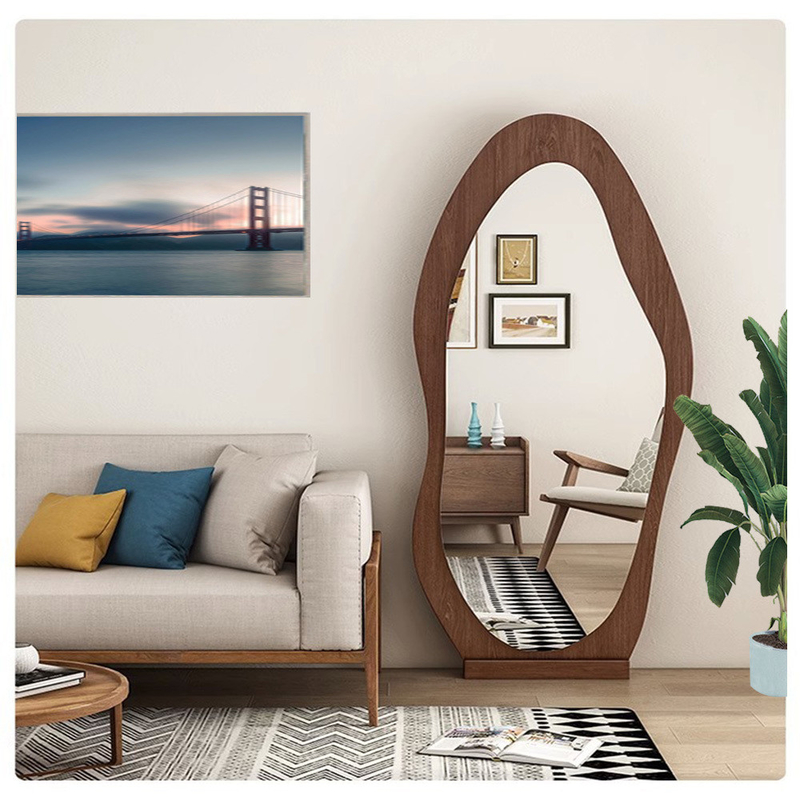 Estilo de design contemporâneo Espelho de madeira emoldurado de comprimento integral para decoração de casa moderna rústica
