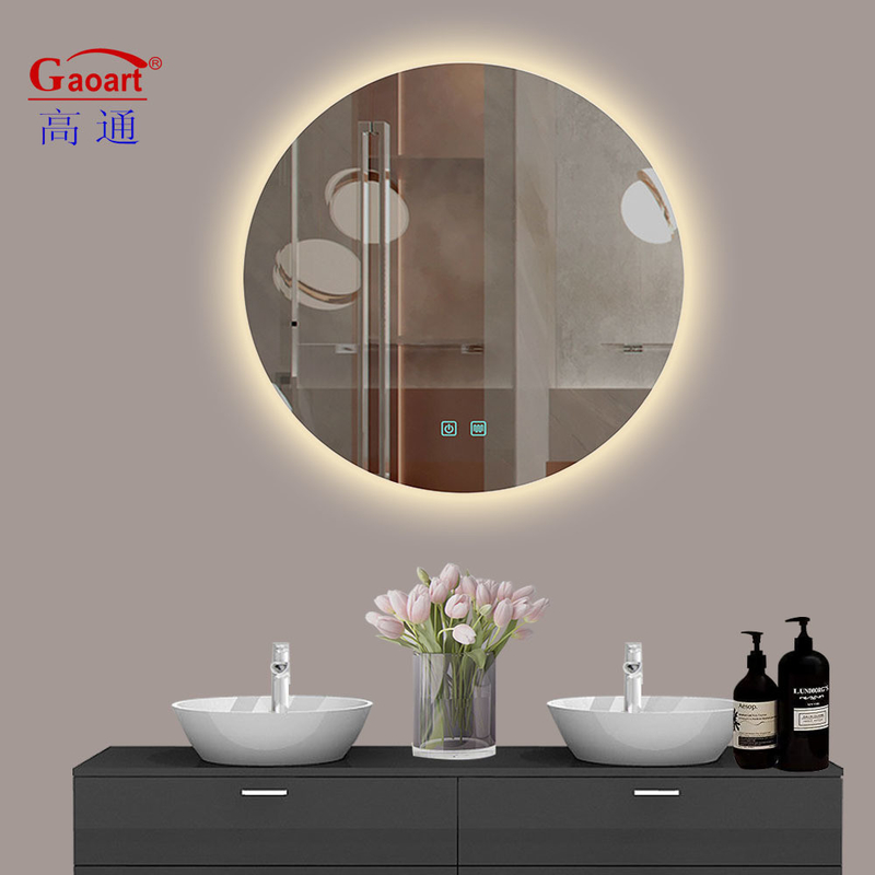 Espelho de prata licenciado Luz inteligente Espelho LED redondo para decoração de quarto e banheiro