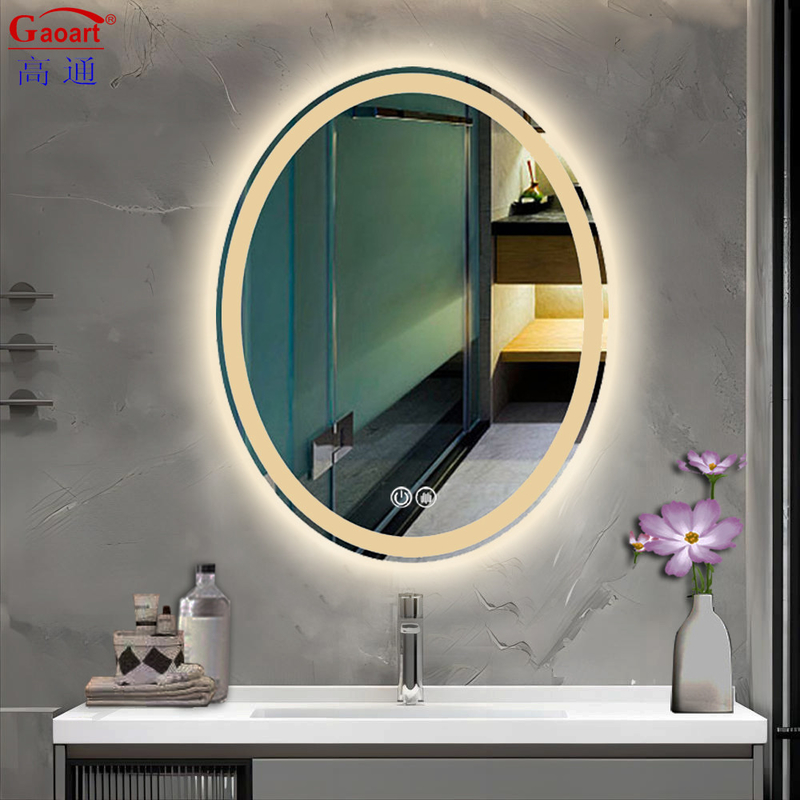 Moderno Design Vanity Oval Large Round Banheiro retroiluminado Smart Led Light Up Banho Espelho Para Banho