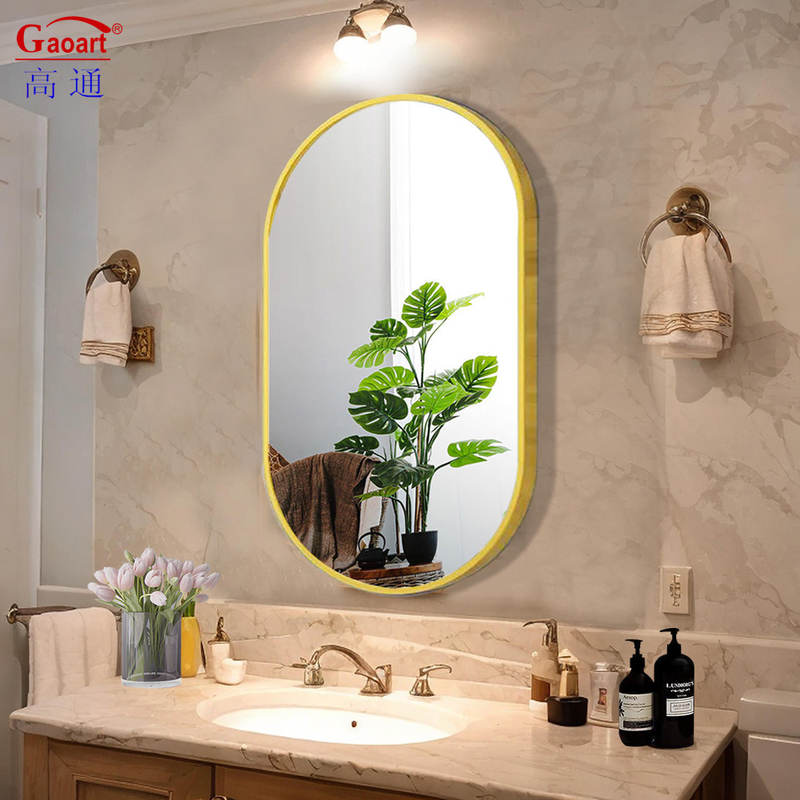 Dimensão personalizada Moda Grande Parede Preta Metal Ouro Pequeno Ferro Alumínio Decoração Banheiro Espelho de Quadro