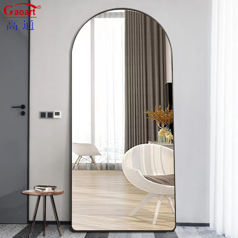 Full Rose Large Arched Frame Standing Metal Decoração do quarto Espelho Estilo de design contemporâneo para o dia a dia