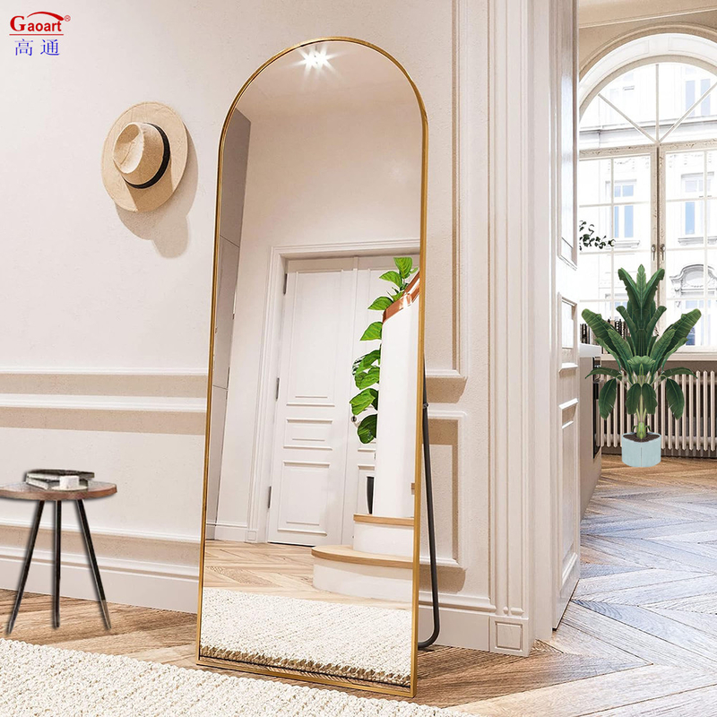 Quadro de metal de comprimento total vestiário de apoio espelho de arco inquebrável para decoração doméstica ou ginásio